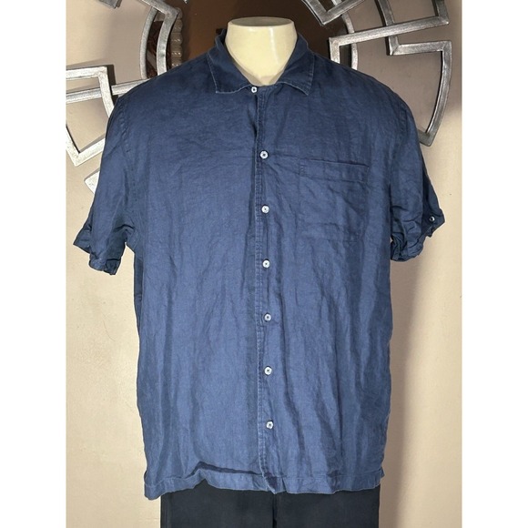 Brooks Brothers Other - Brooks Brothers Regular, Irish Linen Camp Collar Short-Sleeve Blue XL